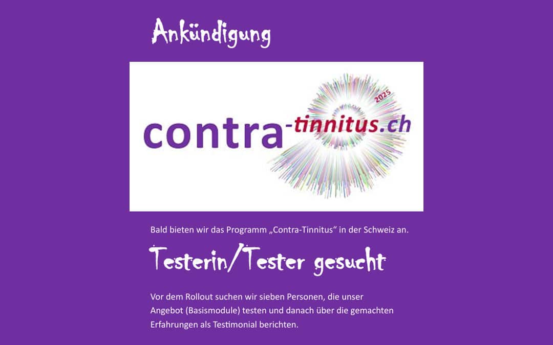 Contra-Tinnitus sucht Testerin/Tester
